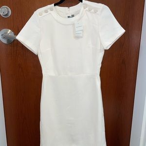 Womens Club Monaco Button Shoulder White Robe Dress
